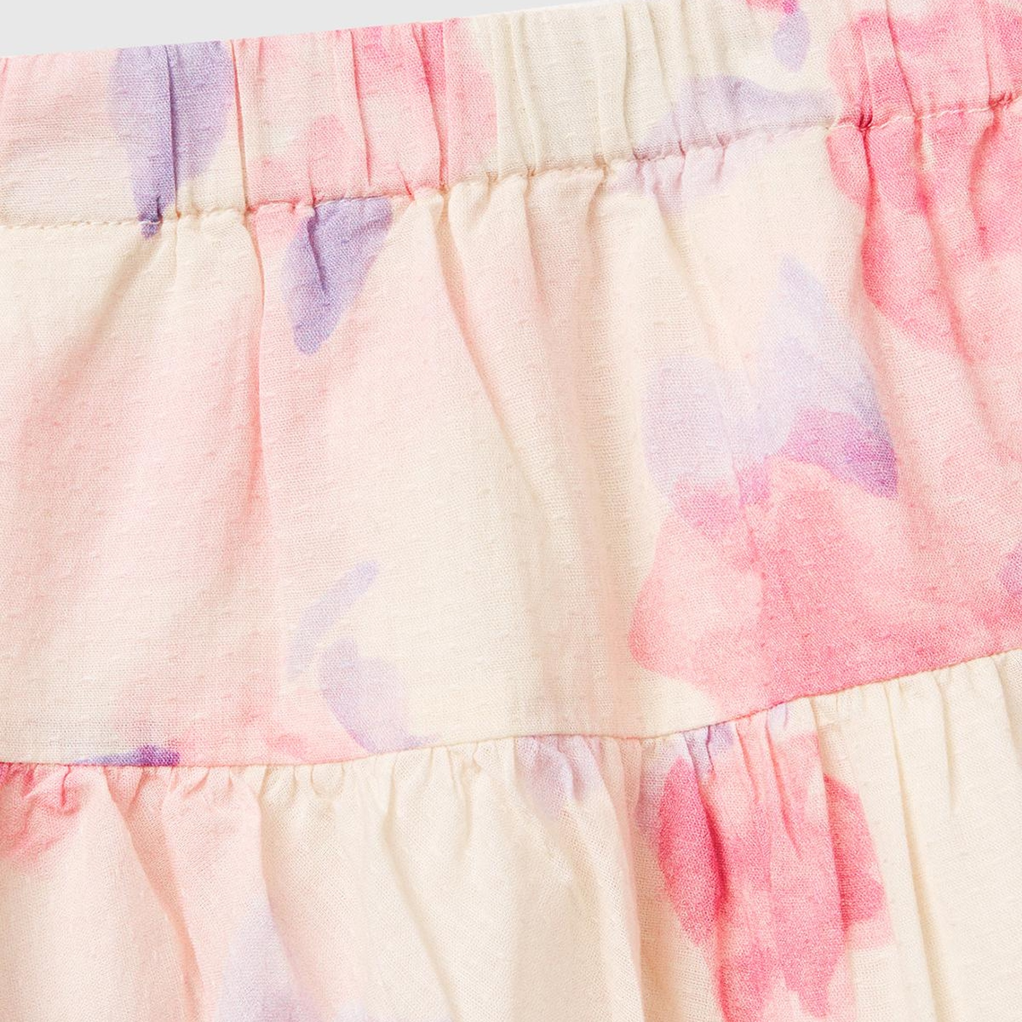 Kız Çocuk Pembe Mix Tamamı Desenli Beli Lastikli Katlı Etek