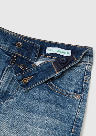  Erkek Çocuk Koyu Denim Yanı Detaylı Cepli Denim Streç Bermuda Şort