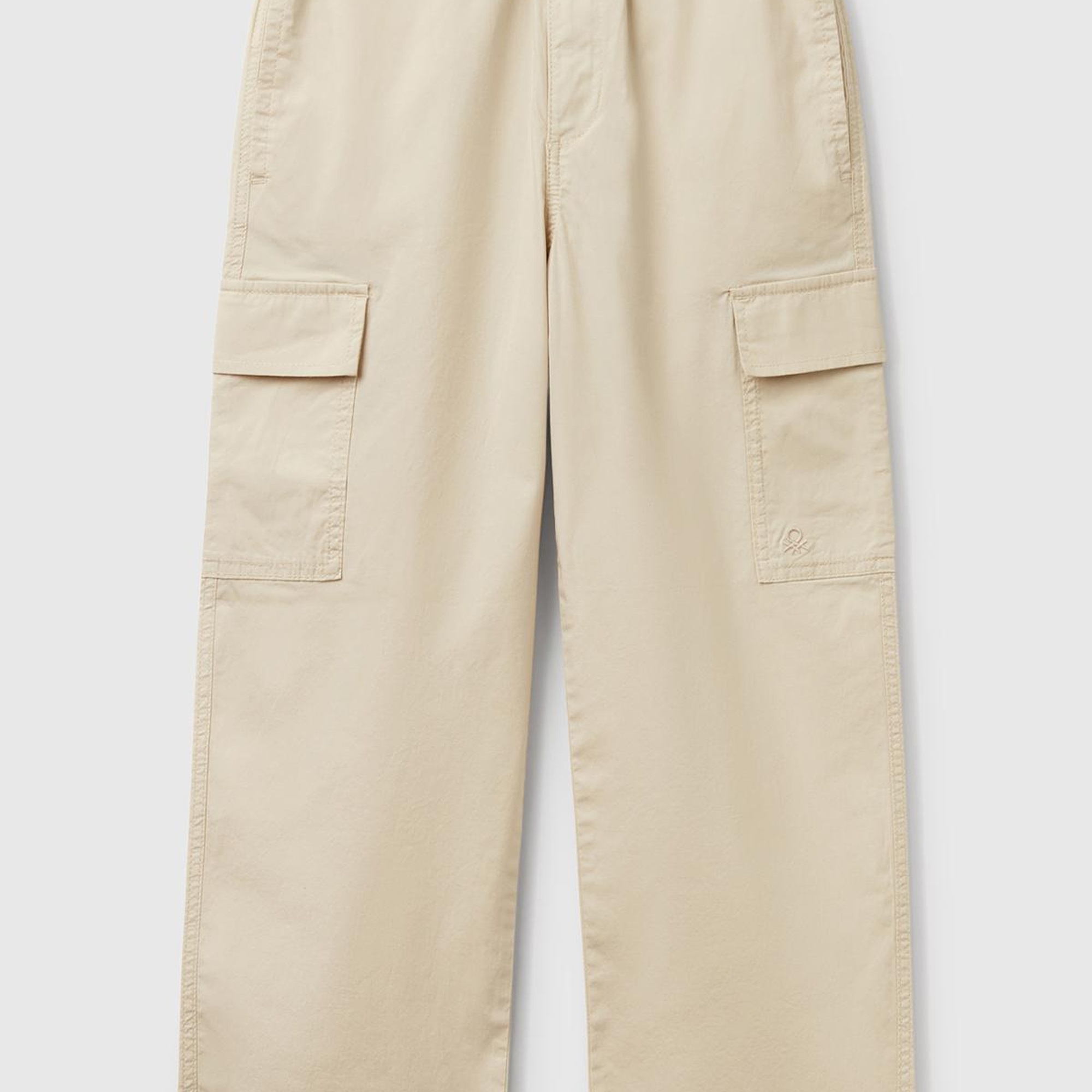 Erkek Çocuk Ekru Logo Detaylı Paraşüt Pantolon