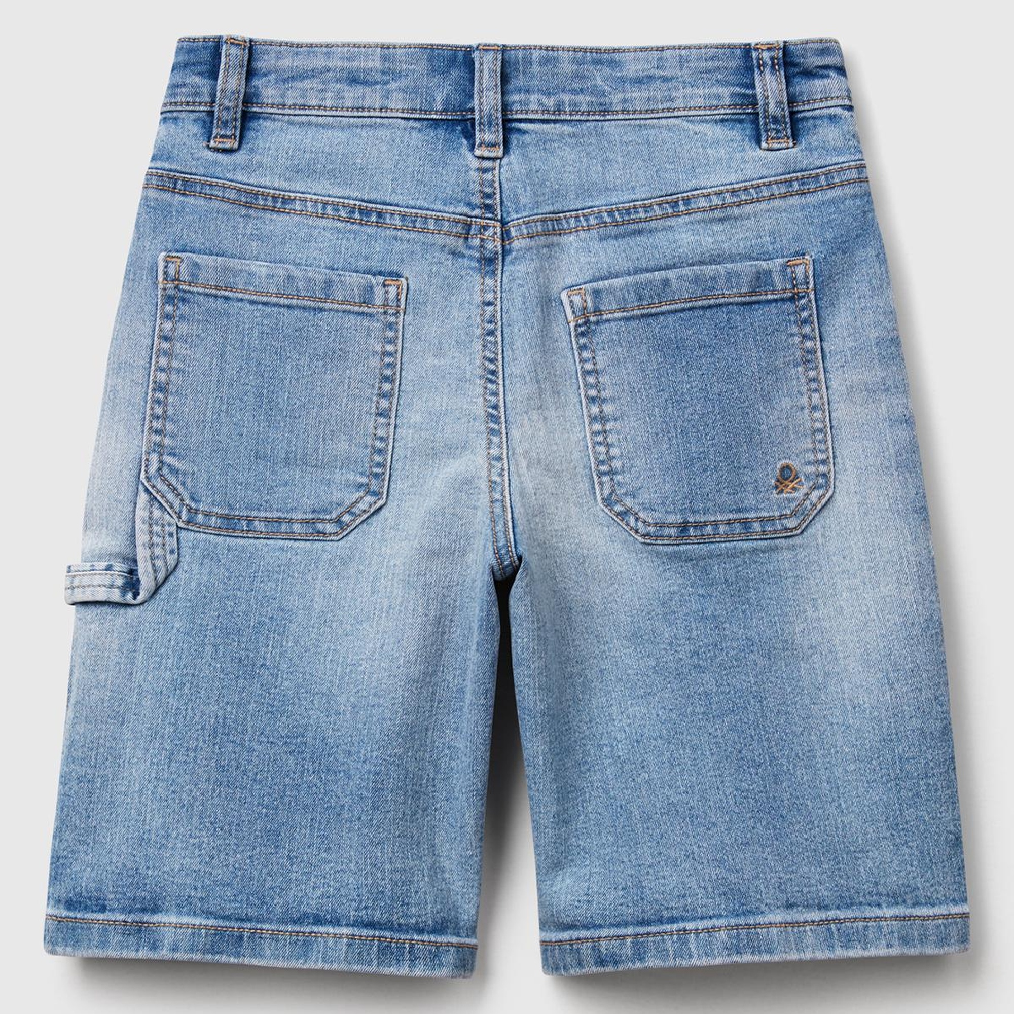 Erkek Çocuk Açık Denim Taş Yıkama Straight Fit Denim Bermuda Şort