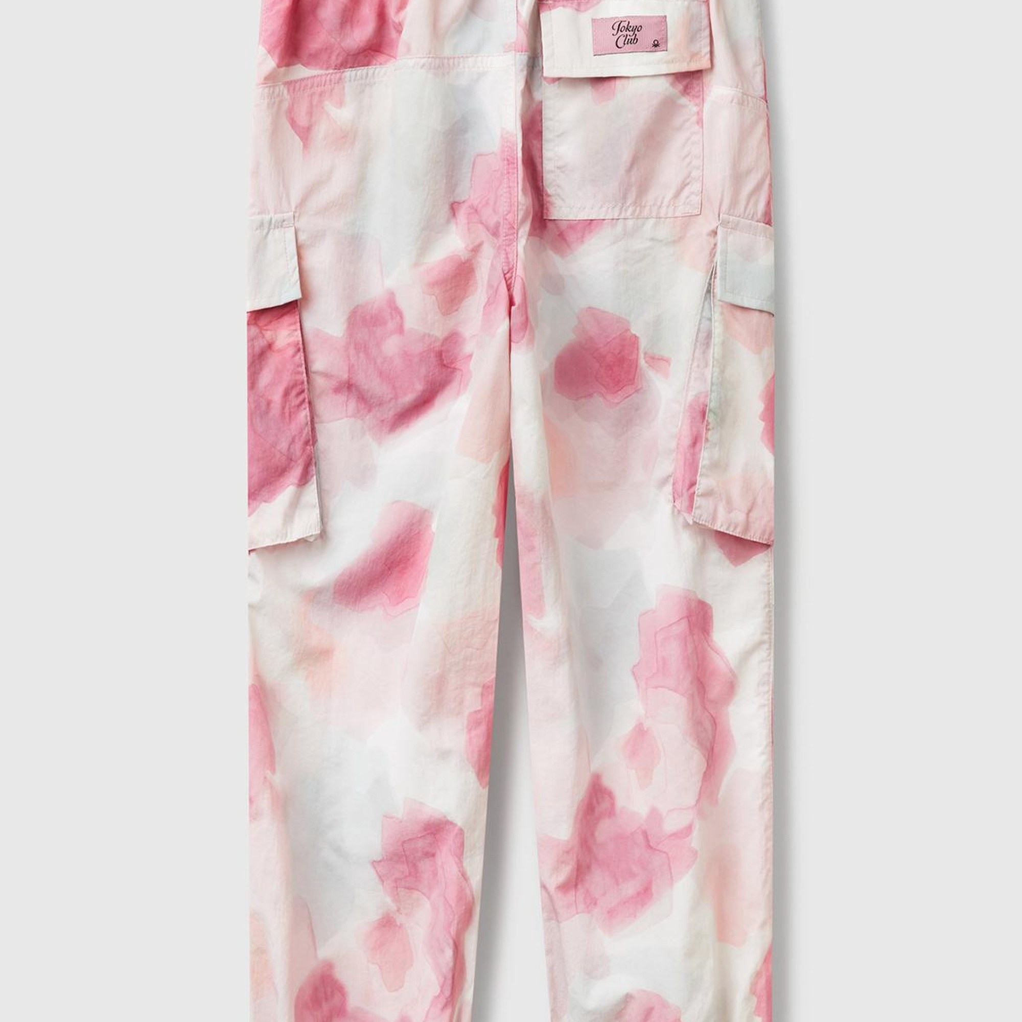 Kız Çocuk Pembe Mix Tamamı Desenli Beli Lastikli Kapak Cepli Paraşüt Pantolon