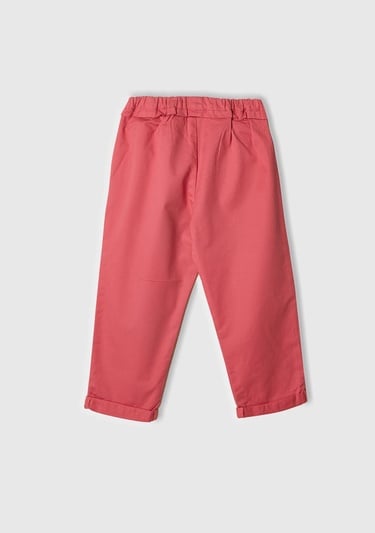  Kız Çocuk Fuşya Logo Detaylı Beli Ayarlanabilir Lastikli Fiyonklu Pantolon