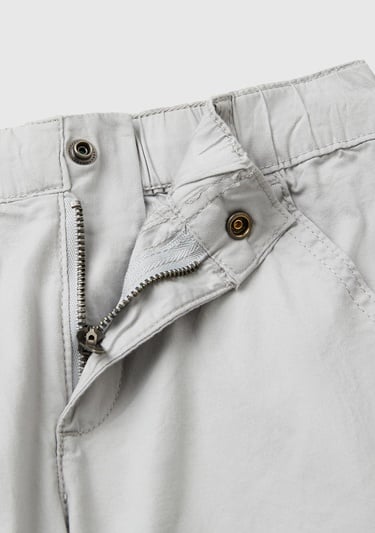  Erkek Çocuk Gri Melanj Beli Lastikli Kargo Cepli Paraşüt Pantolon