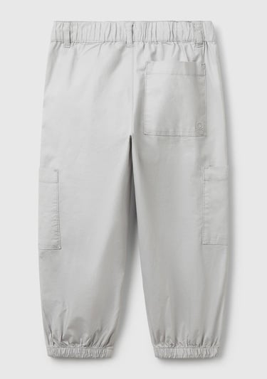  Erkek Çocuk Gri Melanj Beli Lastikli Kargo Cepli Paraşüt Pantolon