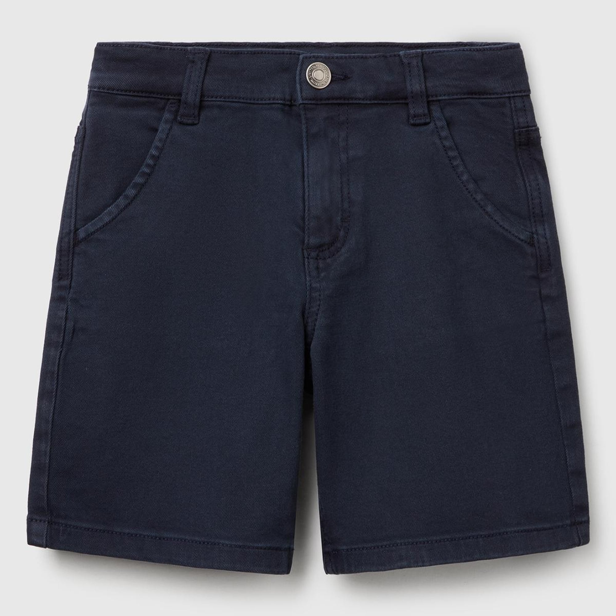 Erkek Çocuk Lacivert Eskitilmiş Efektli Normal Bel Straight Bermuda Şort
