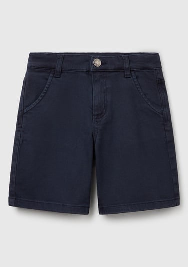 Erkek Çocuk Lacivert Eskitilmiş Efektli Normal Bel Straight Bermuda Şort