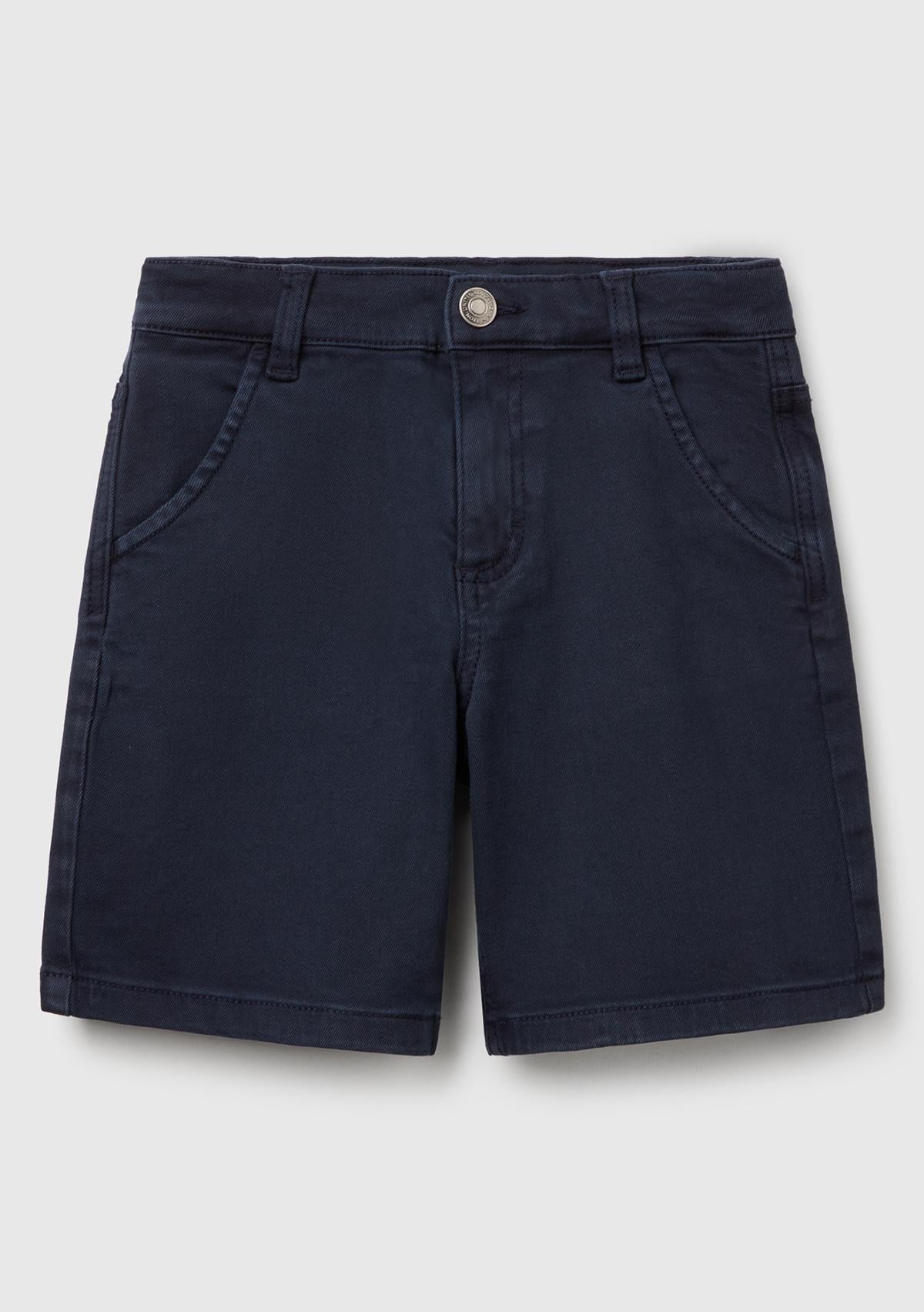  Erkek Çocuk Lacivert Eskitilmiş Efektli Normal Bel Straight Bermuda Şort
