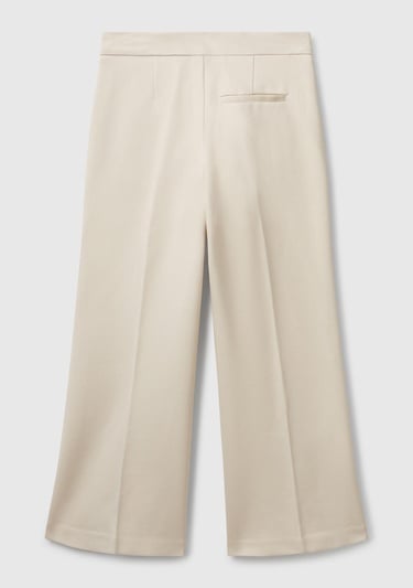  Kız Çocuk Krem Viskoz Karışımlı Yanları Yırtmaçlı Milano Dikişli Pantolon