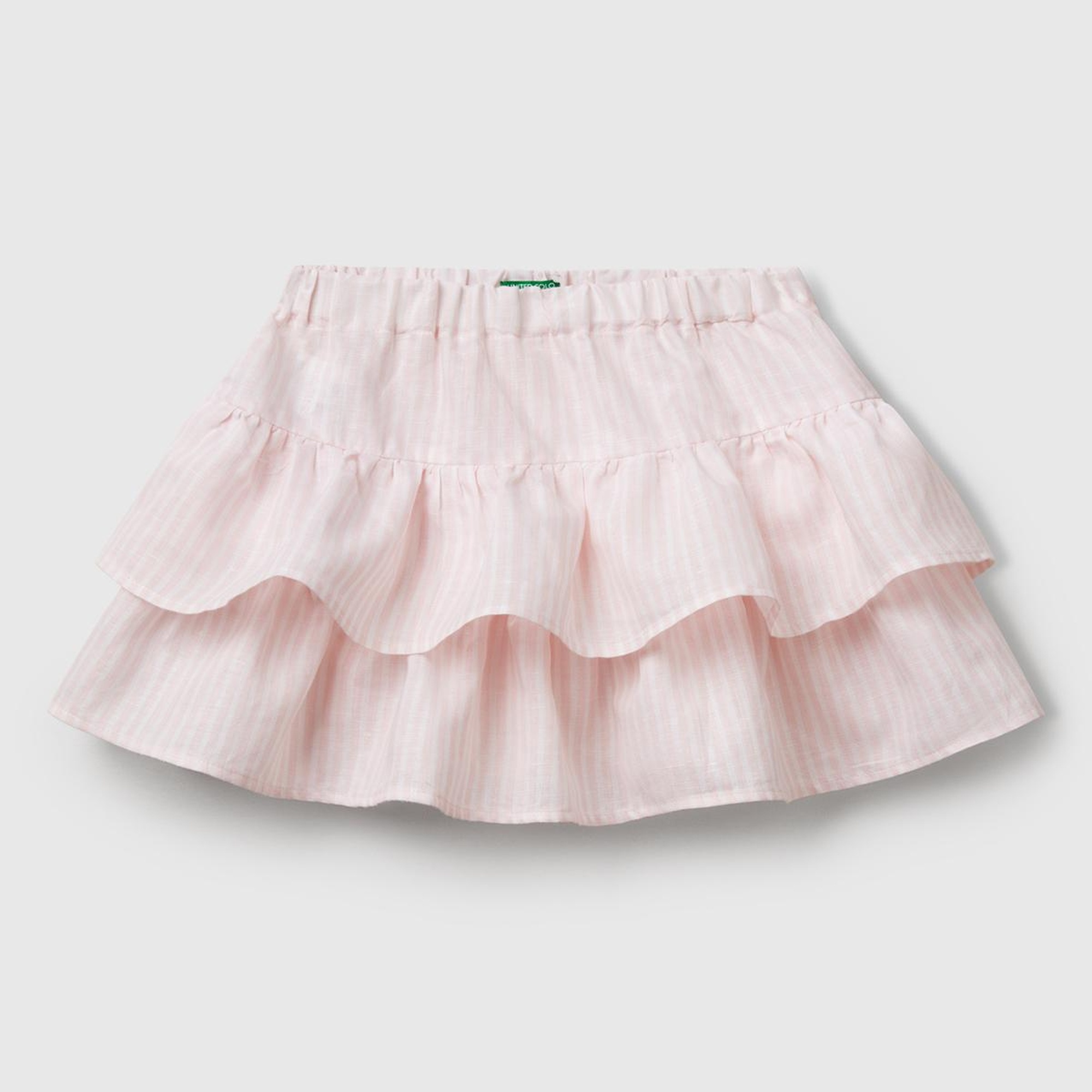 Kız Çocuk Toz Pembe Tamamı Baskılı Beli Lastikli Katlı Etek