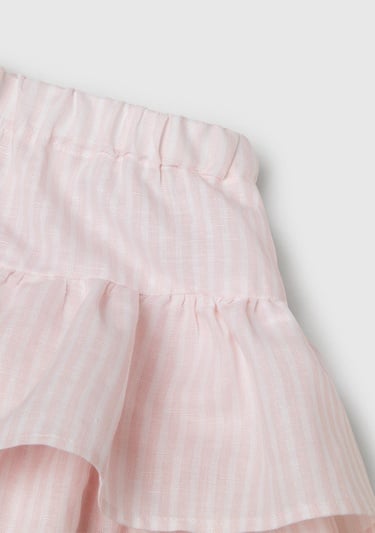  Kız Çocuk Toz Pembe Tamamı Baskılı Beli Lastikli Katlı Etek