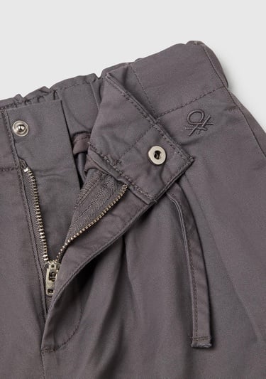  Kız Çocuk Antrasit Büzgü İpli Pile Detaylı Pantolon