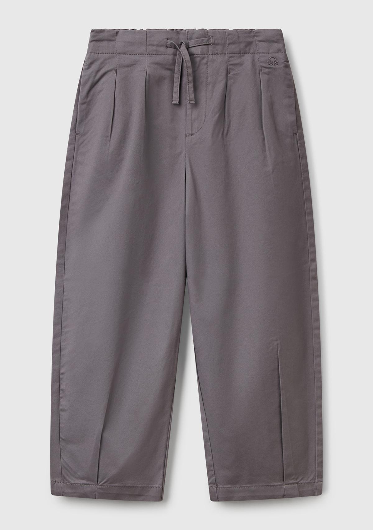  Kız Çocuk Antrasit Büzgü İpli Pile Detaylı Pantolon