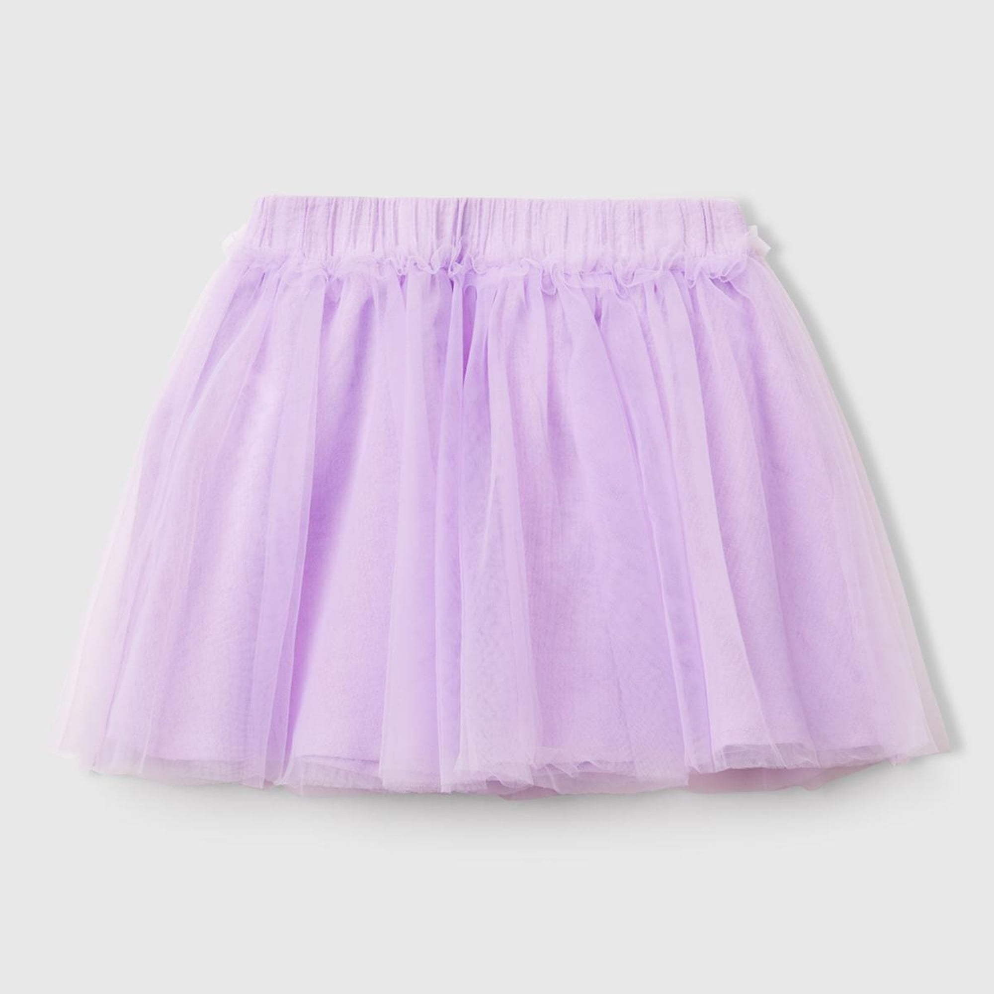 Kız Çocuk Lila Tül Detaylı Beli Lastikli Pileli Etek