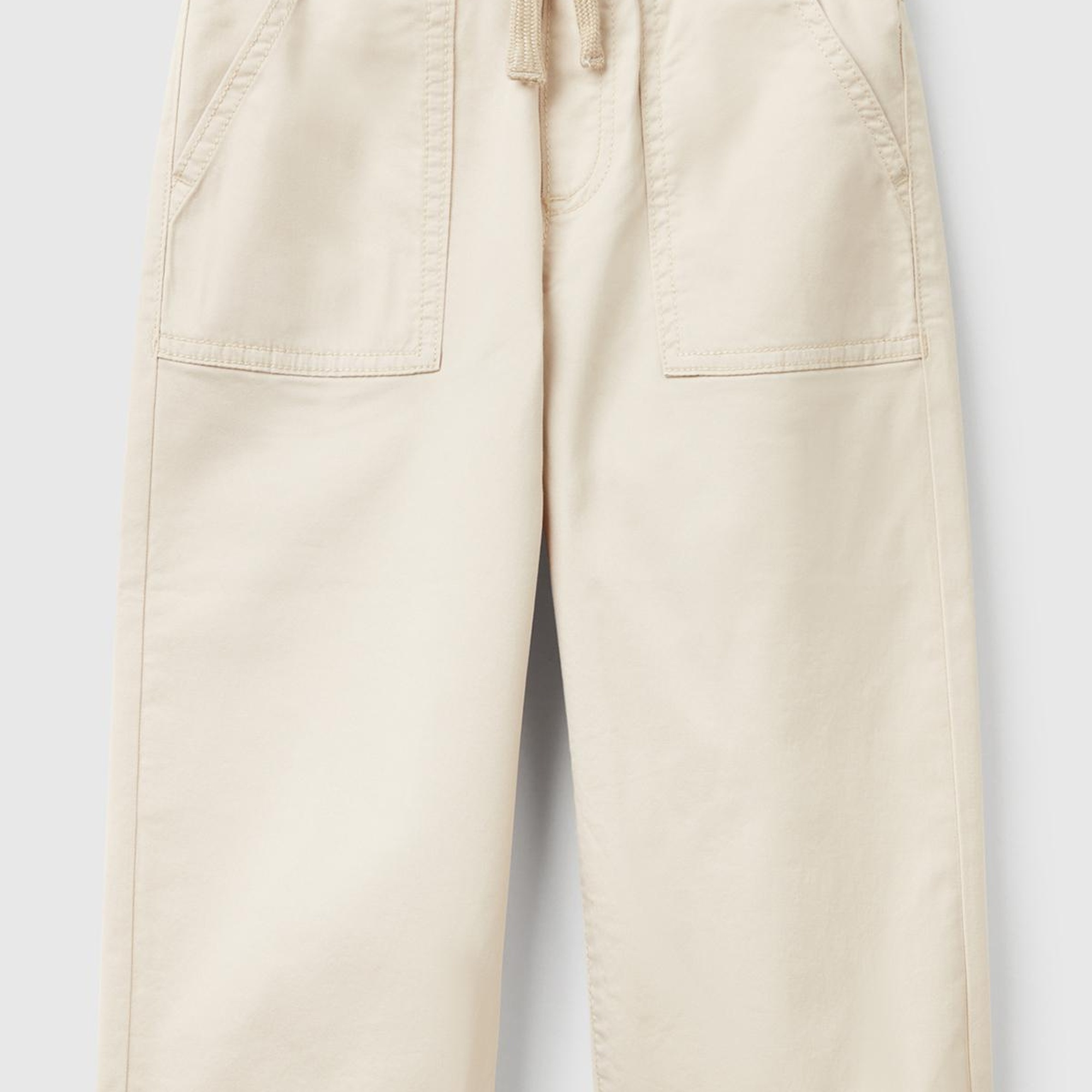 Erkek Çocuk Ekru Beli Büzgü İpli Yama Cepli Jogger Pantolon