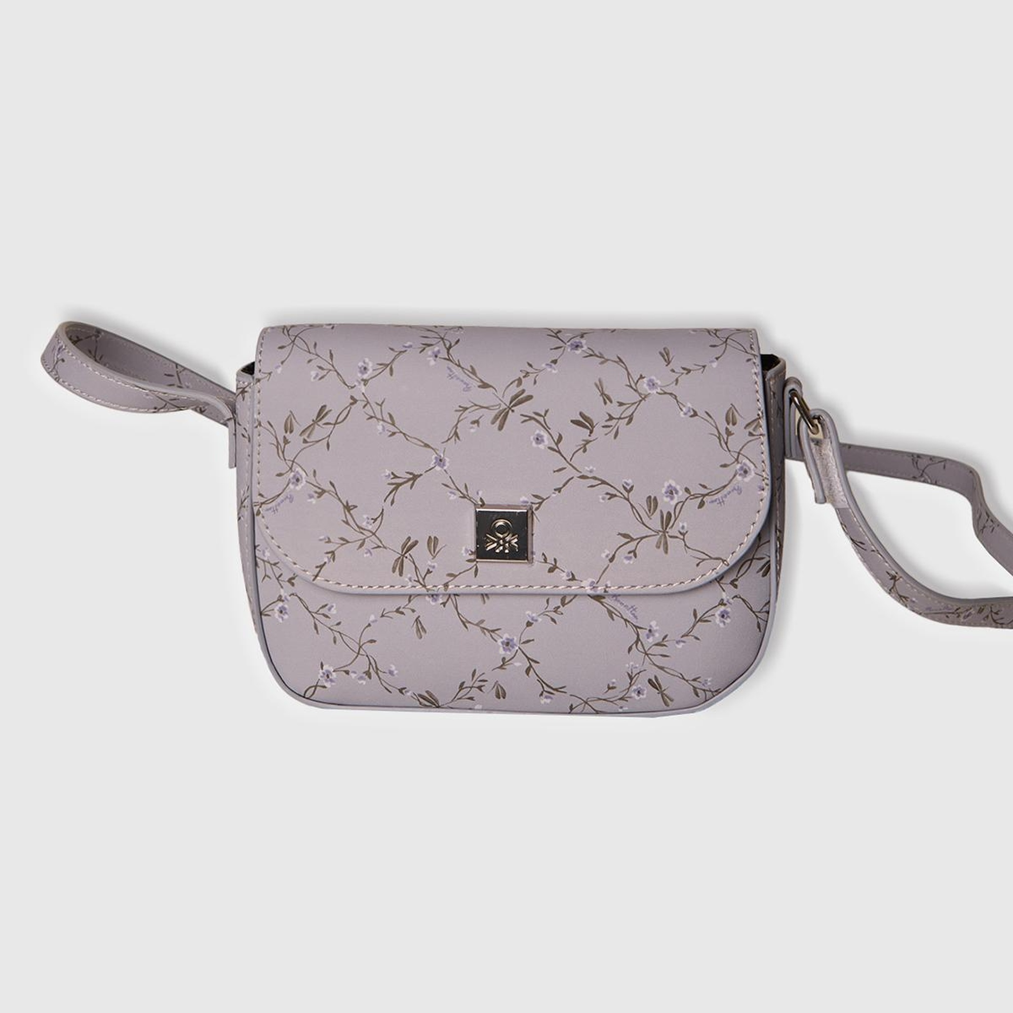 Kız Çocuk Lila Parlak Desenli Logo Detaylı Geniş Kapaklı Omuz Çantası