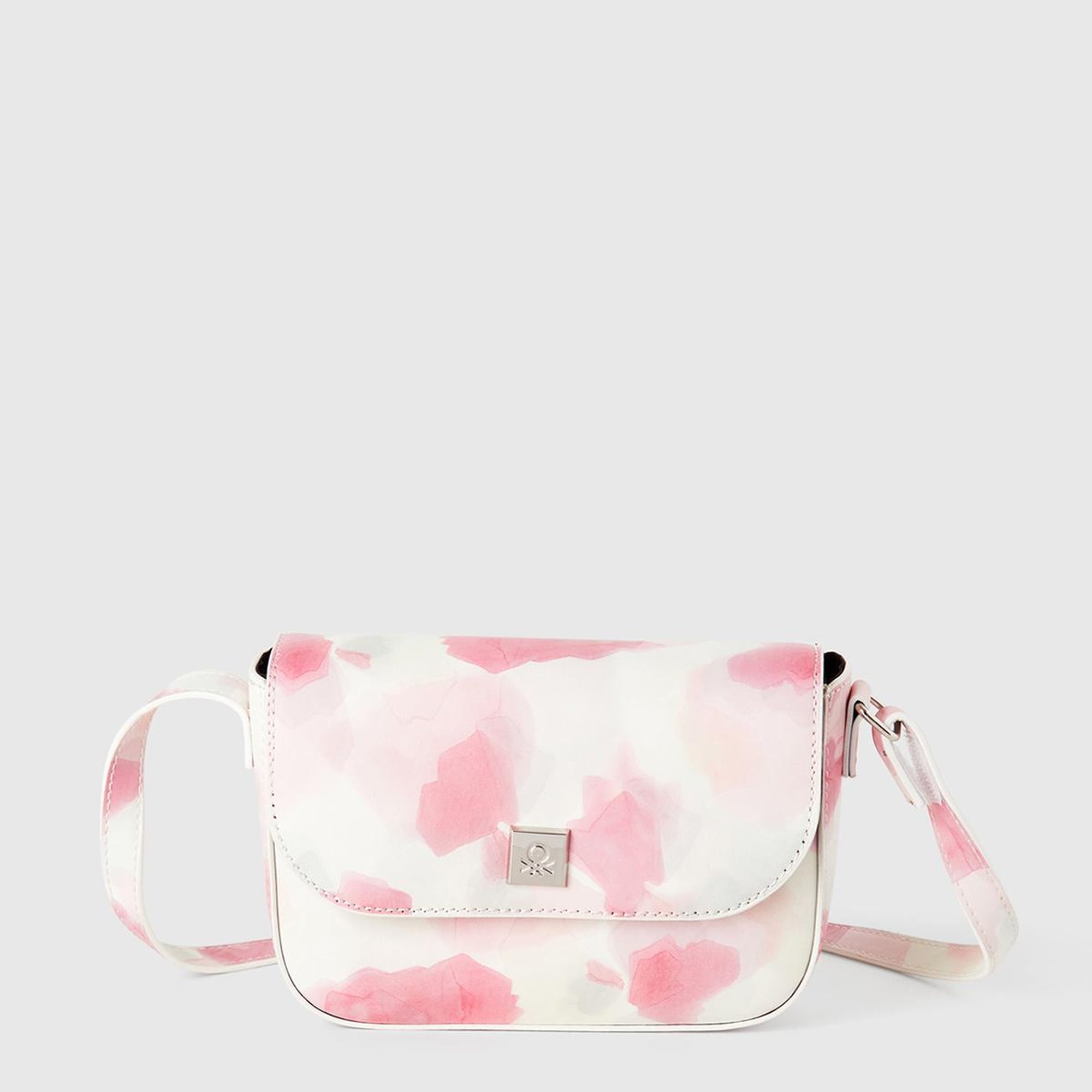 Kız Çocuk Pembe Mix Parlak Desenli Logo Detaylı Geniş Kapaklı Omuz Çantası