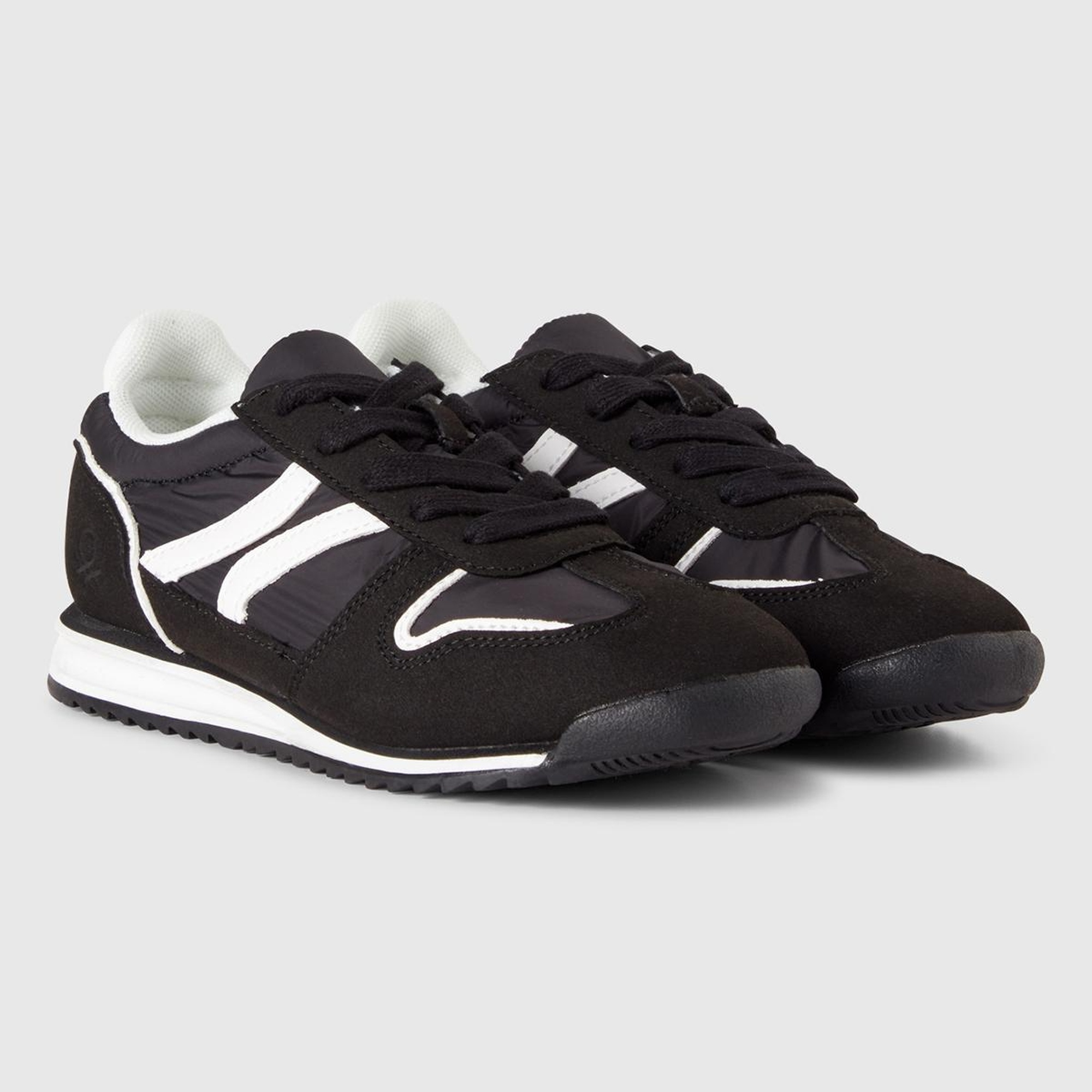 Erkek Çocuk Siyah Süet ve Deri Görünüm Parçalı Sneaker