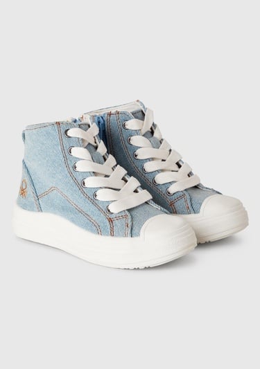  Erkek Çocuk Denim Logo Detaylı Sneaker