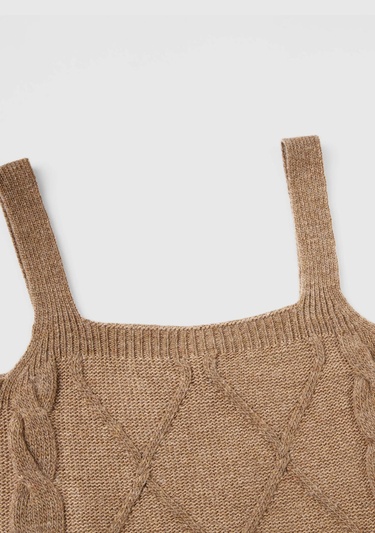  Kadın Taba Kare Yaka Triko Bluz