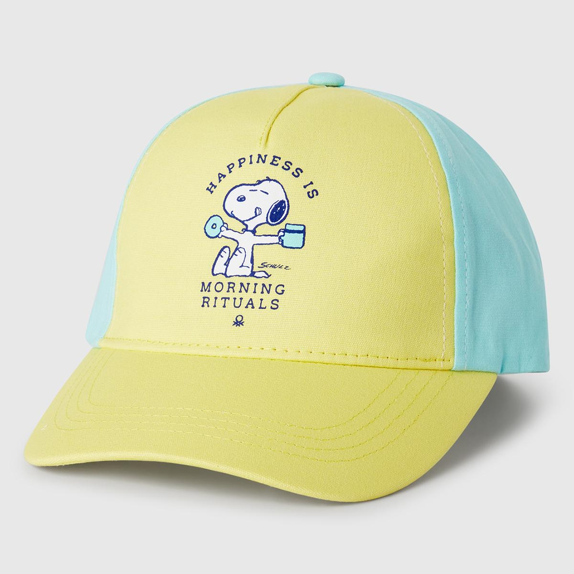 Erkek Çocuk Sarı Peanuts Baskılı Renk Bloklu Kep Şapka