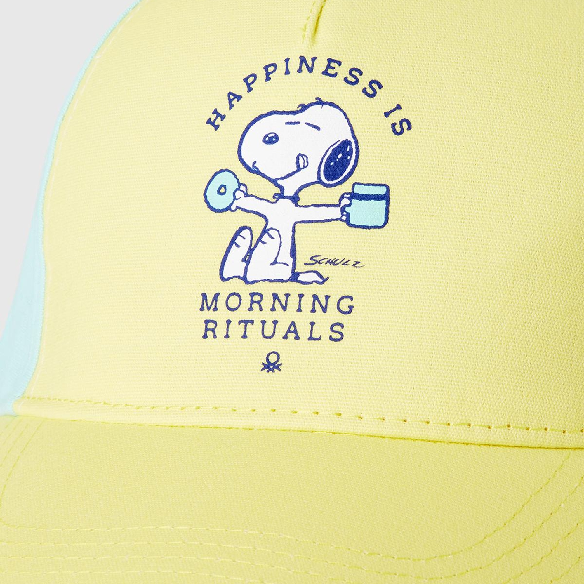 Erkek Çocuk Sarı Peanuts Baskılı Renk Bloklu Kep Şapka