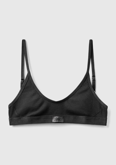  Kadın Siyah Benetton Logolu Askılı Sütyen