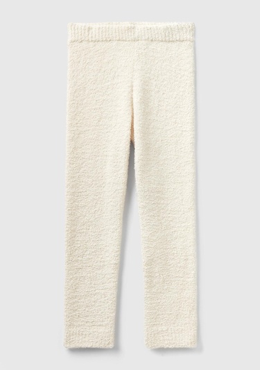  Kadın Krem Beli ve Paçası Lastikli Triko Eşofman Altı