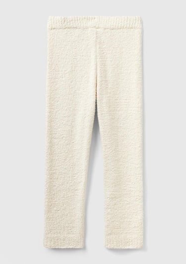  Kadın Krem Beli ve Paçası Lastikli Triko Eşofman Altı