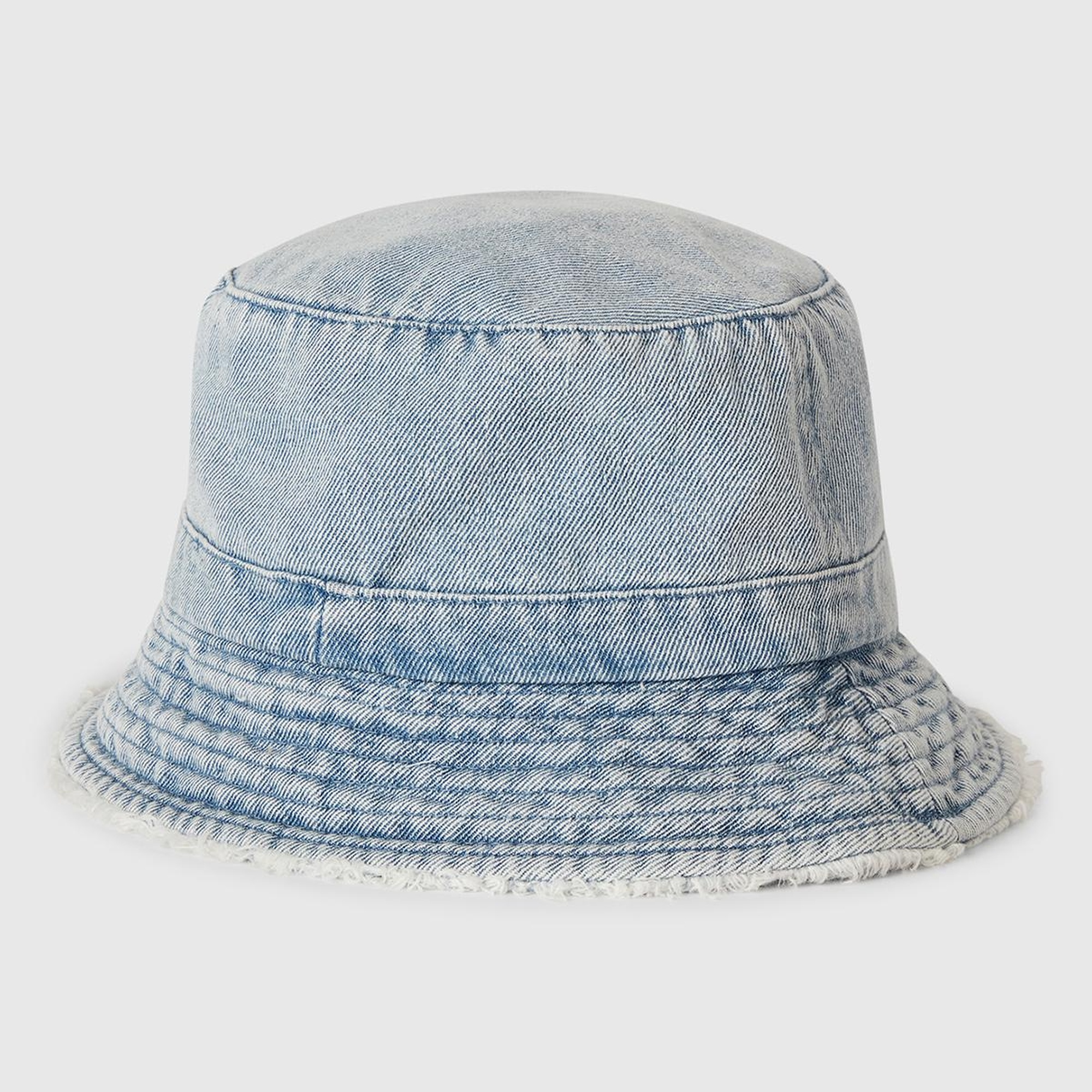 Kız Çocuk Lila Yıpranmış Efektli Denim Bucket Şapka