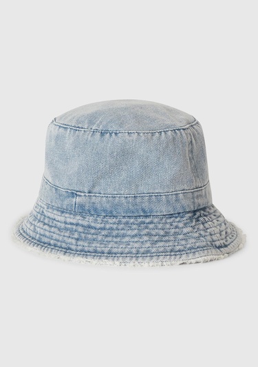  Kız Çocuk Lila Yıpranmış Efektli Denim Bucket Şapka