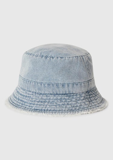  Kız Çocuk Lila Yıpranmış Efektli Denim Bucket Şapka
