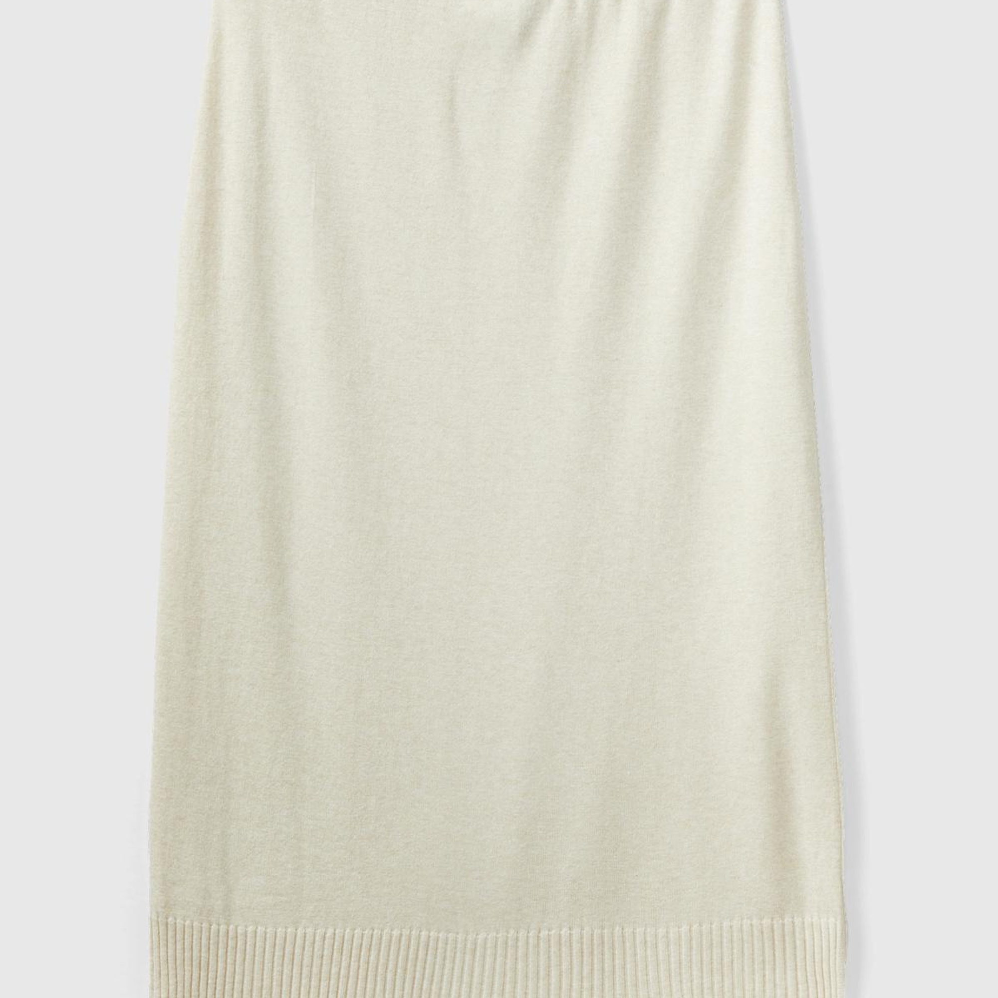 Kadın Bej Beli Lastikli Kaşmir Karışım Etek