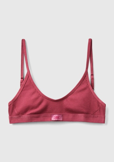  Kadın Bordo Benetton Logolu Askılı Sütyen