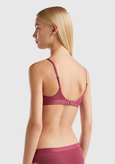  Kadın Bordo Benetton Logolu Askılı Sütyen