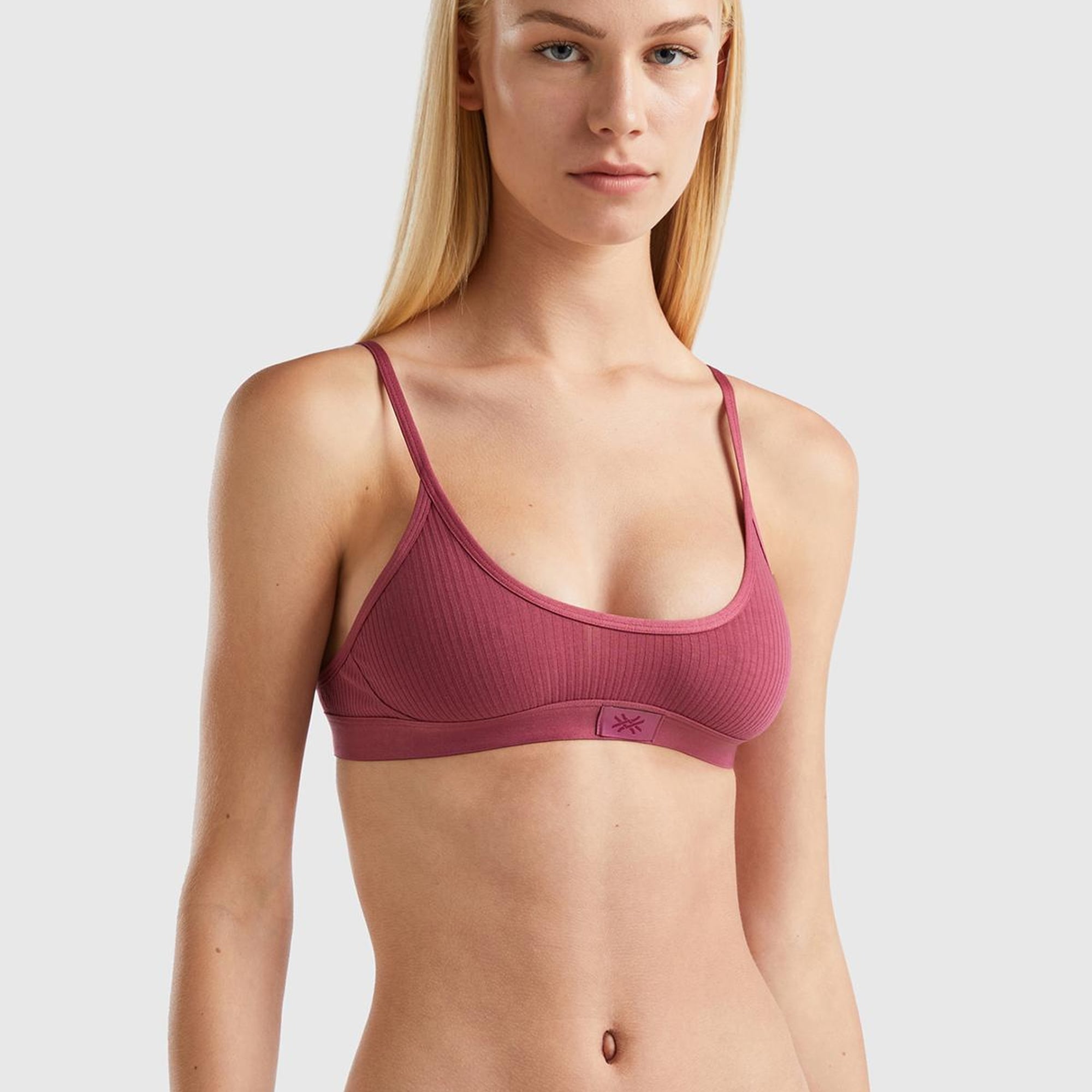 Kadın Bordo Benetton Logolu Askılı Sütyen