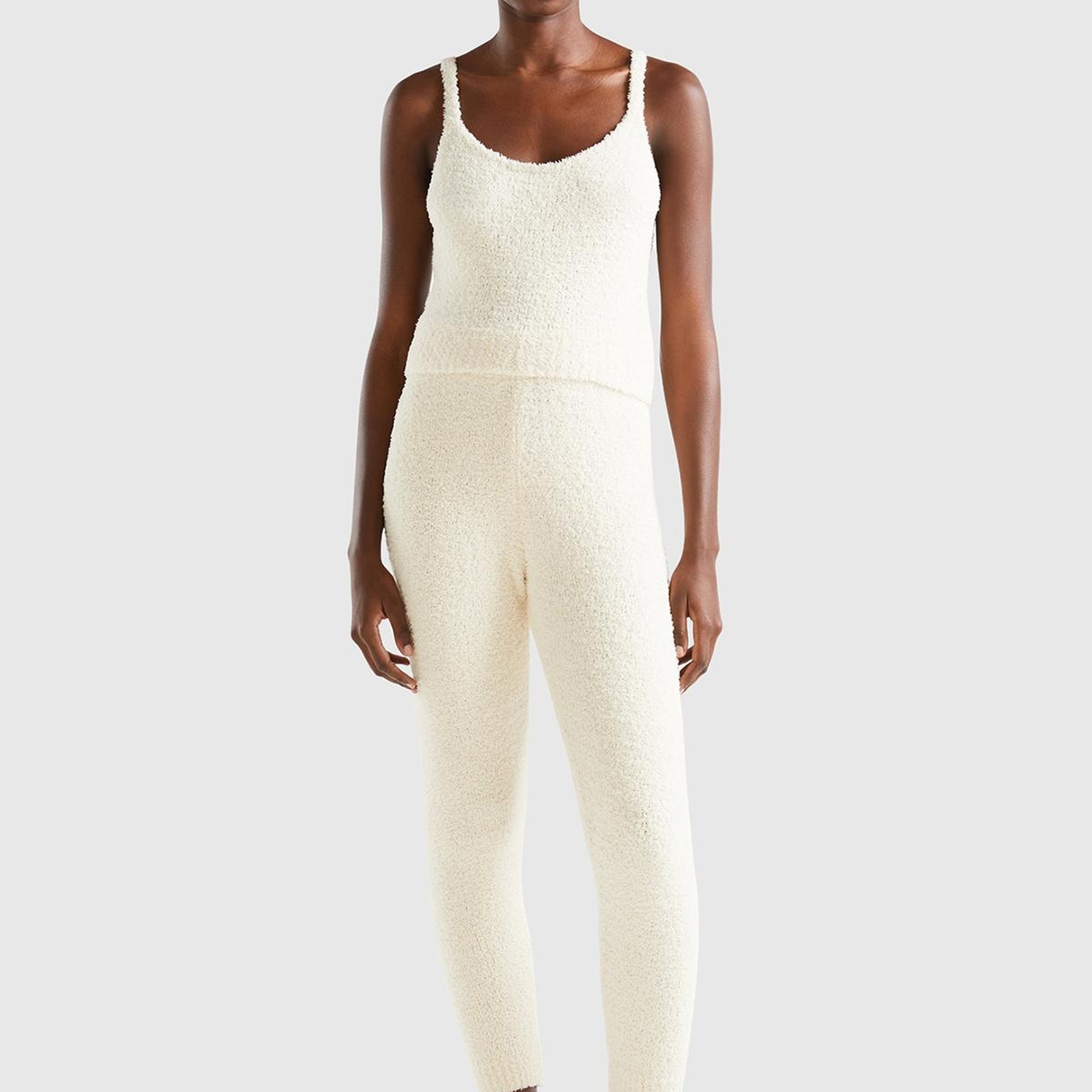 Kadın Krem Triko Crop Atlet