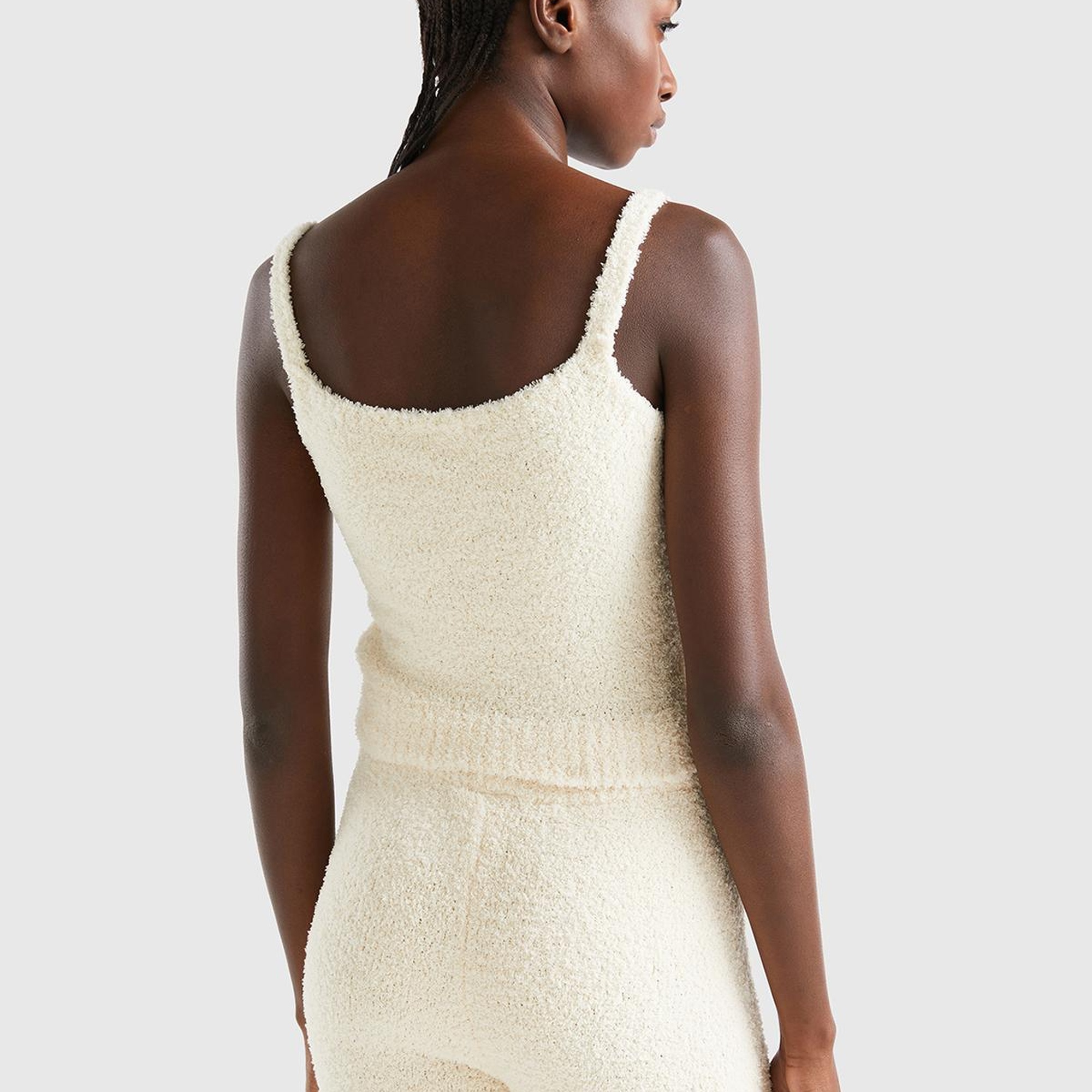 Kadın Krem Triko Crop Atlet