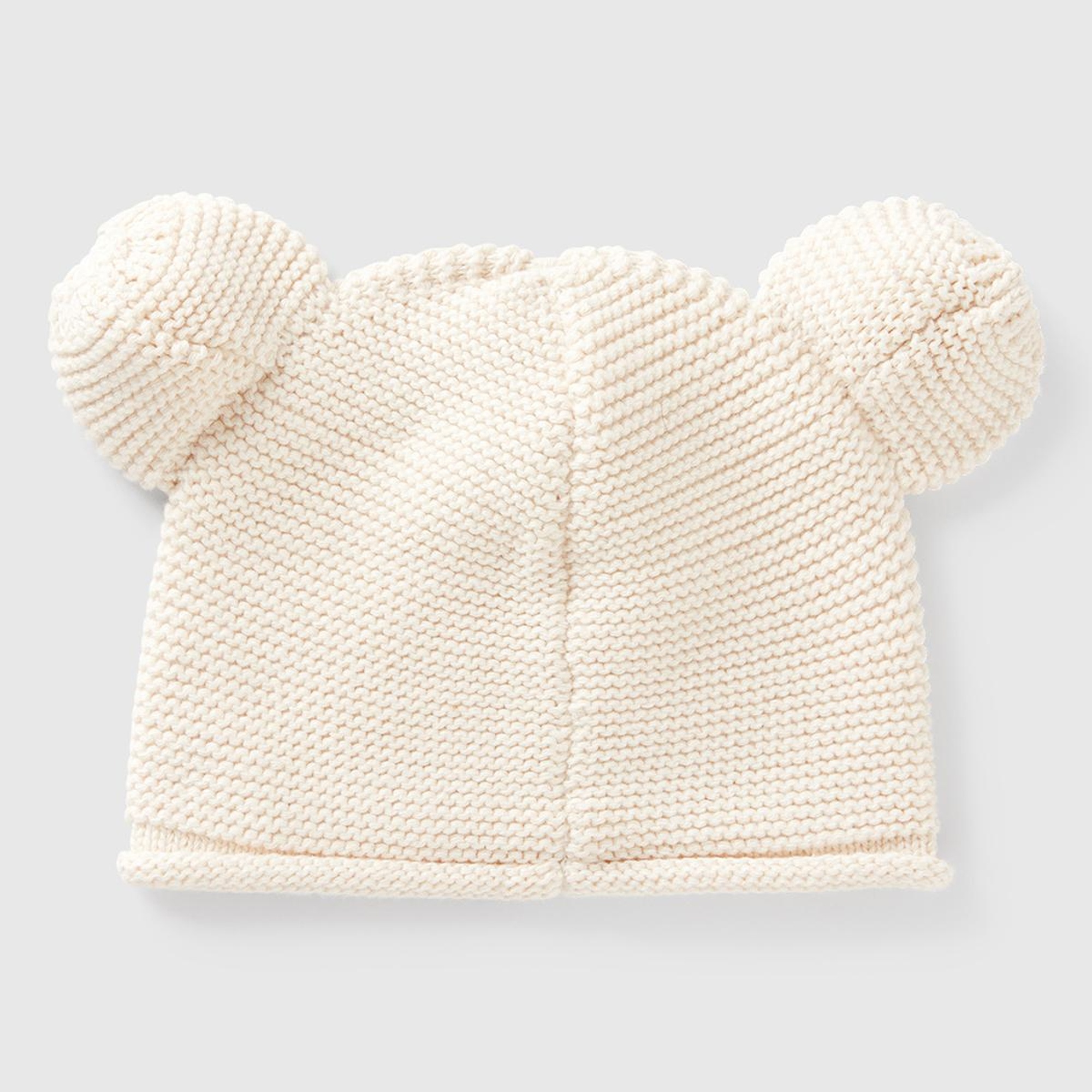 Bebek Ekru Hayvan İşlemeli Kulak Aplikeli Kroşe Şapka