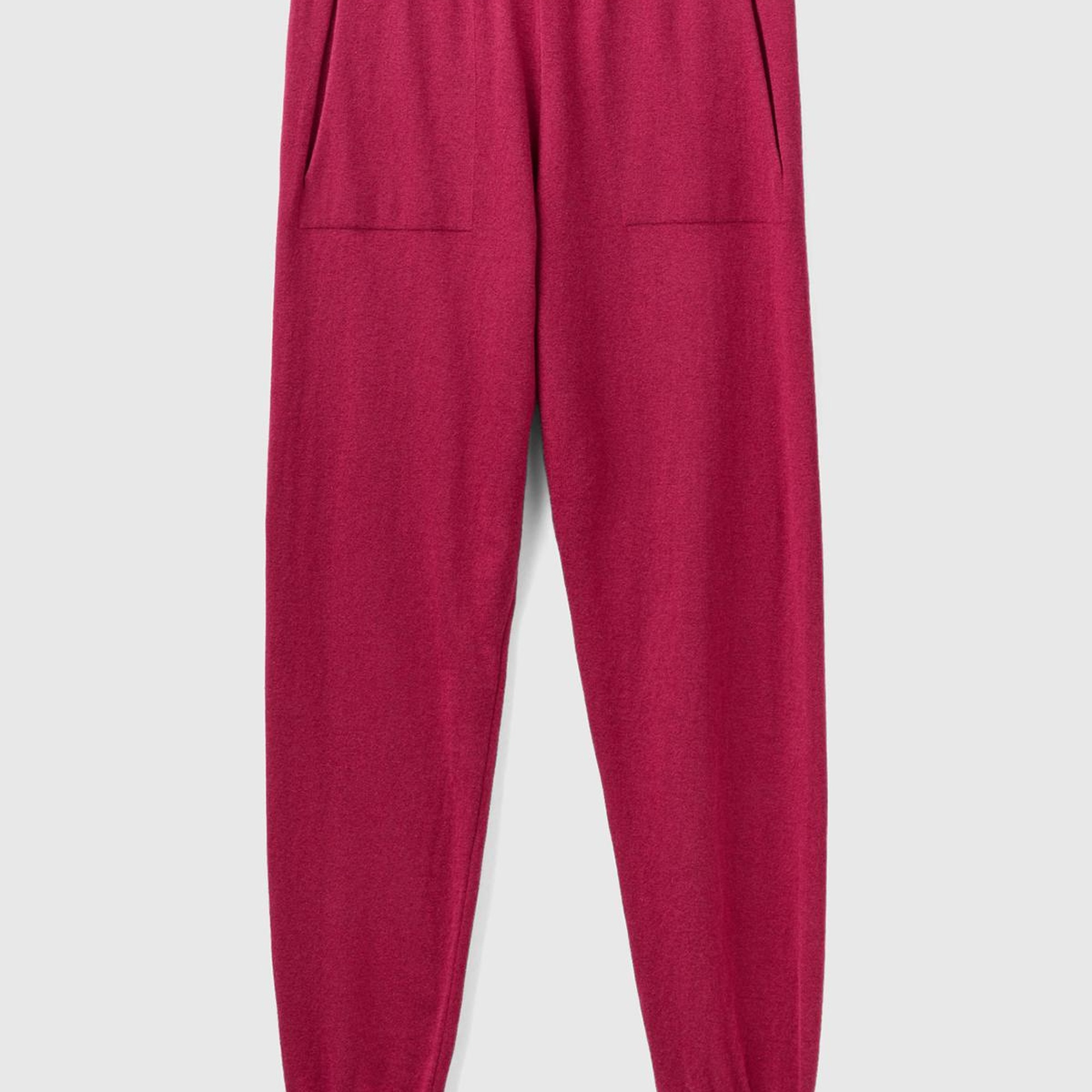 Kadın Fuşya Paçası Lastikli Kaşmir Karışım Pantolon