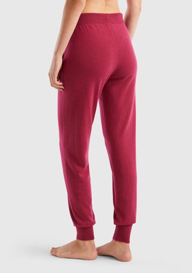  Kadın Fuşya Paçası Lastikli Kaşmir Karışım Pantolon