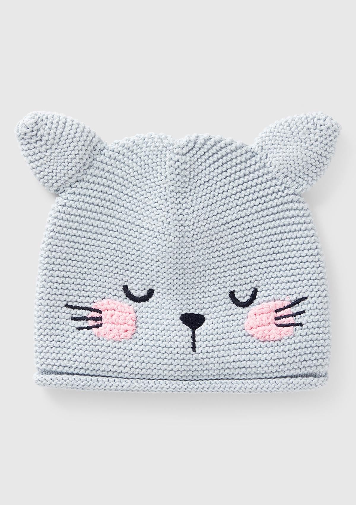  Bebek Mavi Hayvan İşlemeli Kulak Aplikeli Kroşe Şapka