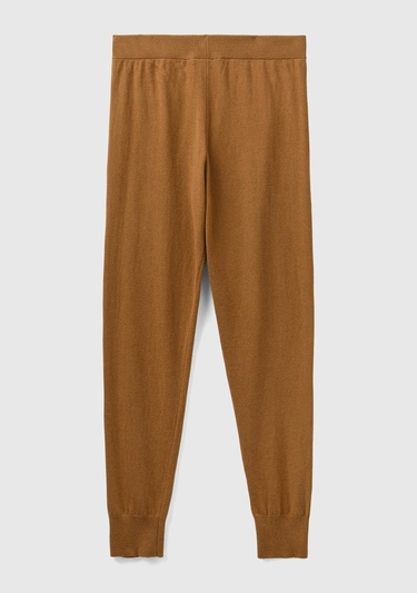  Kadın Taba Paçası Lastikli Kaşmir Karışım Pantolon