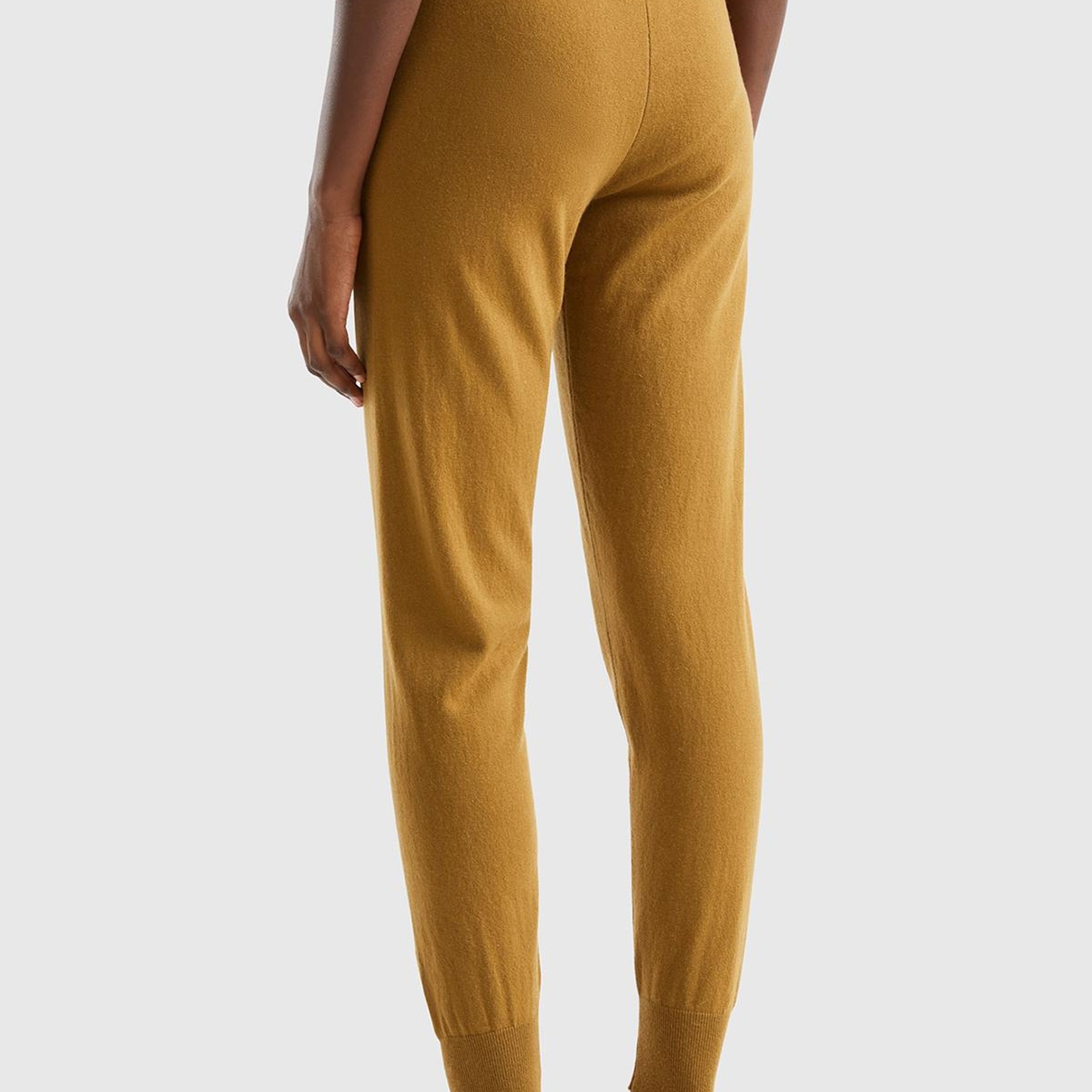 Kadın Taba Paçası Lastikli Kaşmir Karışım Pantolon