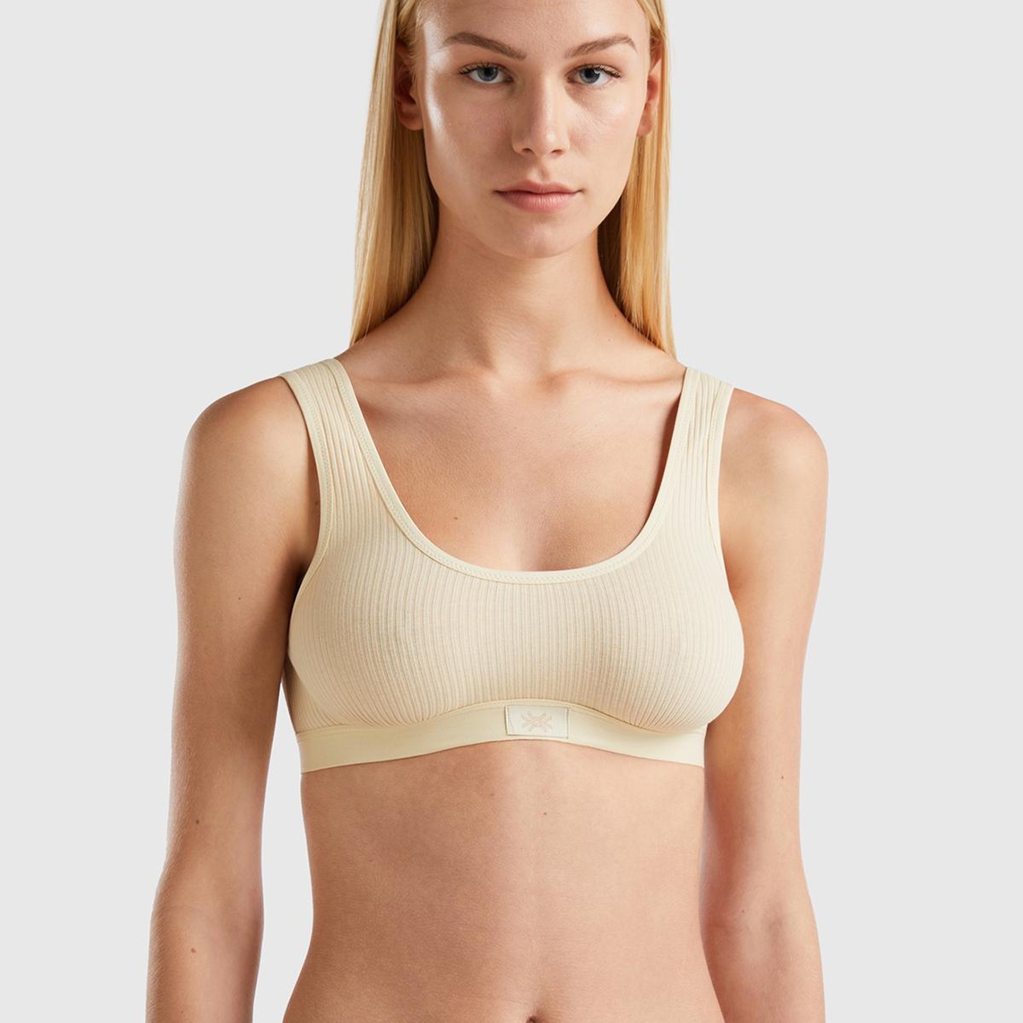 Kadın Bej Benetton Logolu Spor Sütyen