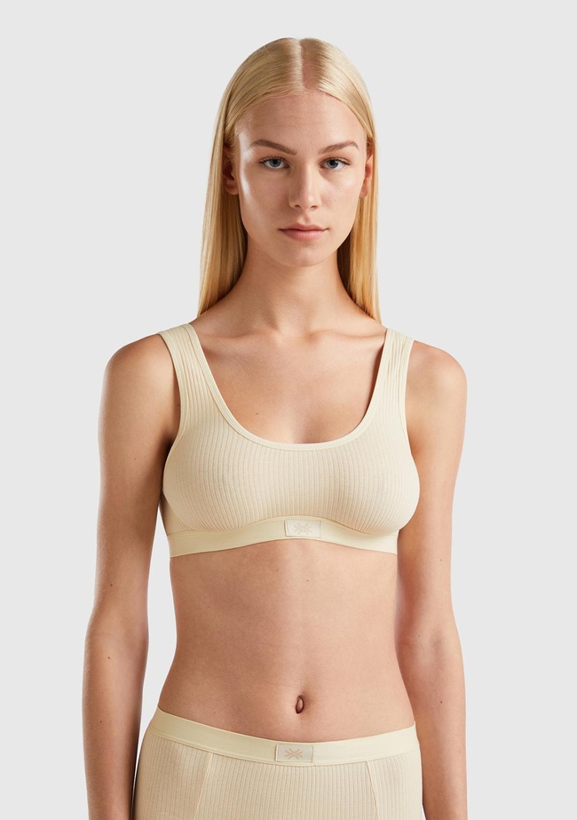  Kadın Bej Benetton Logolu Spor Sütyen