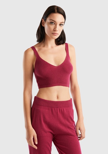  Kadın Fuşya Kaşmir Karışım Bralet