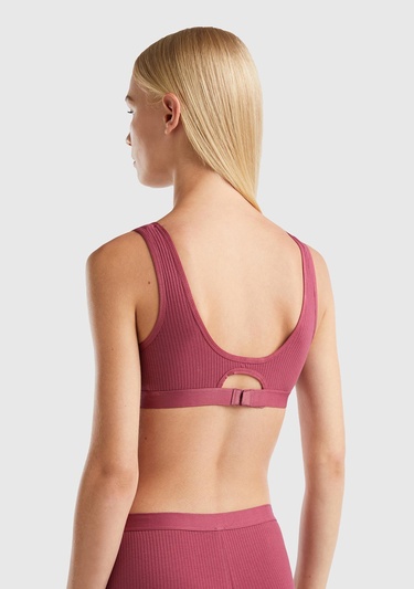  Kadın Bordo Benetton Logolu Spor Sütyen