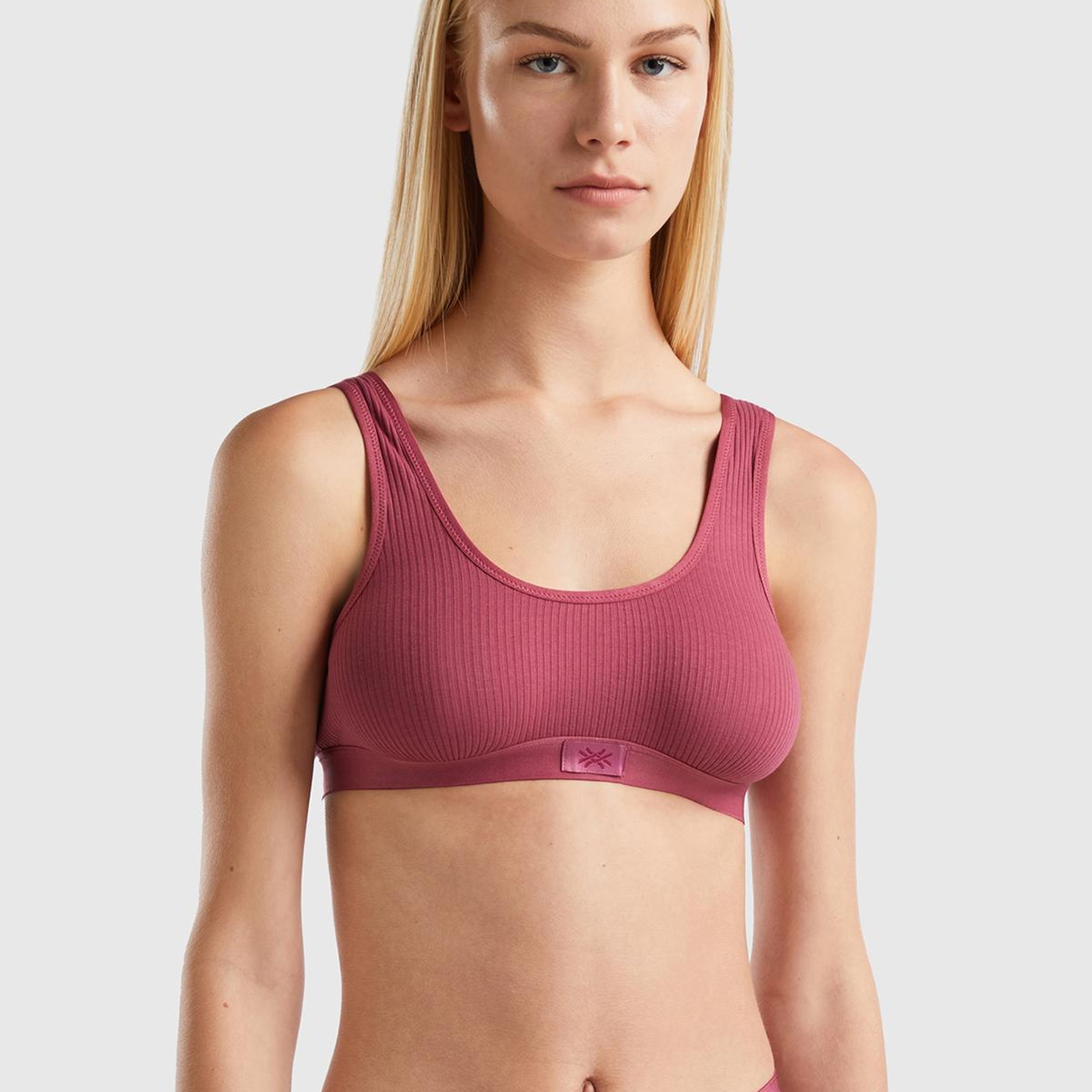 Kadın Bordo Benetton Logolu Spor Sütyen