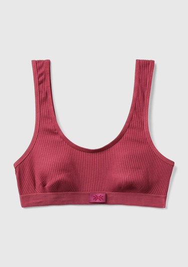  Kadın Bordo Benetton Logolu Spor Sütyen