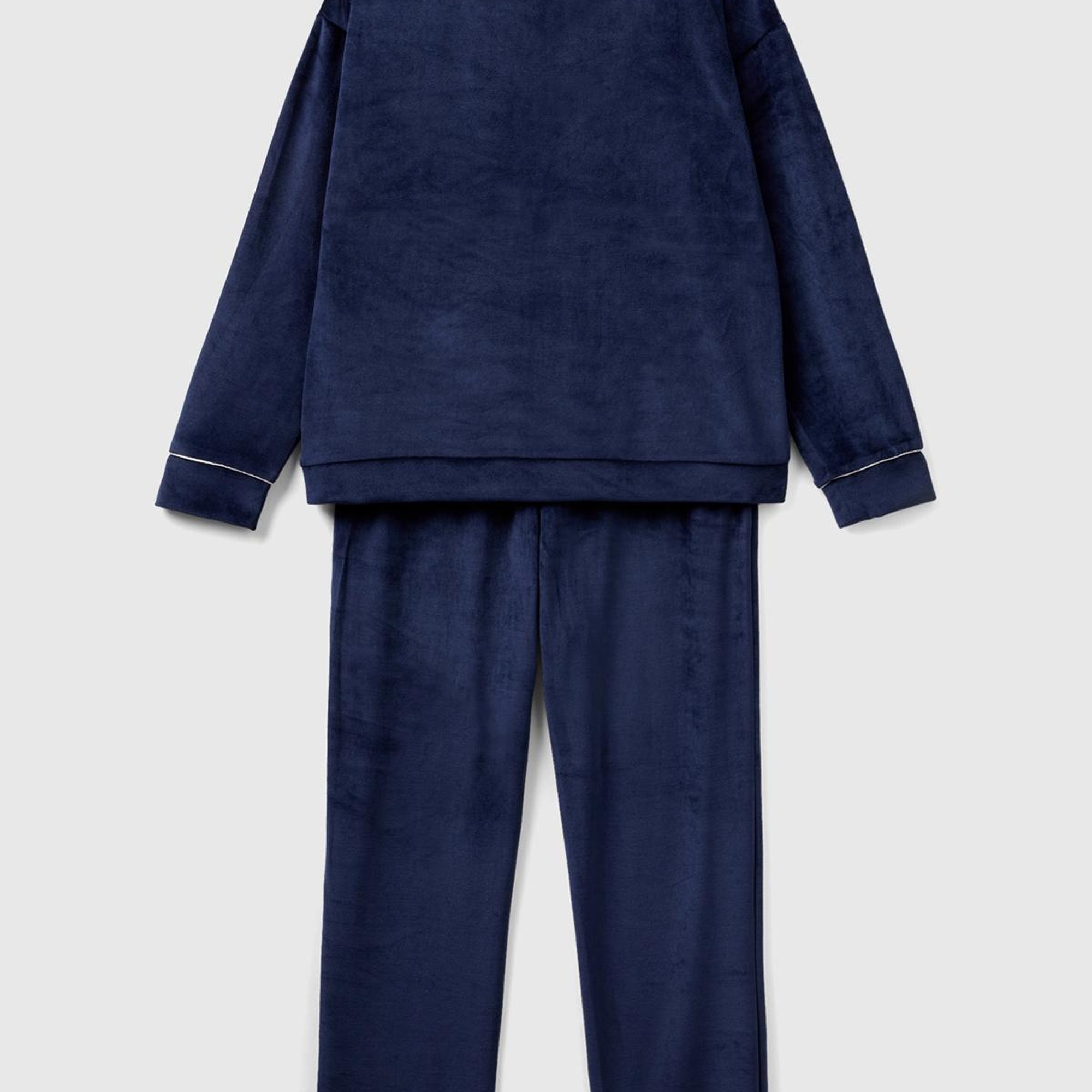 Kadın Lacivert Çizgi Detaylı V Yaka Pijama Takımı